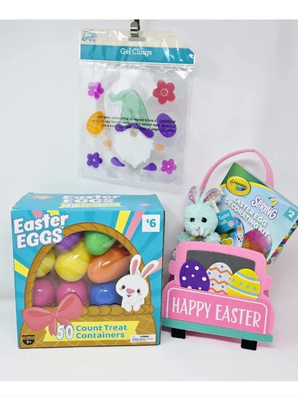 NEW Easter Basket Gift Bundle 50 Eggs Plush Bunny Egg Decorating Kit & More!